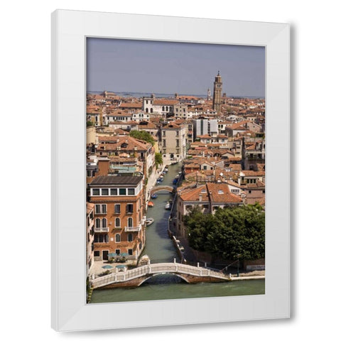 Italy, Venice Aerial looking down a Venice canal White Modern Wood Framed Art Print by Kaveney, Wendy