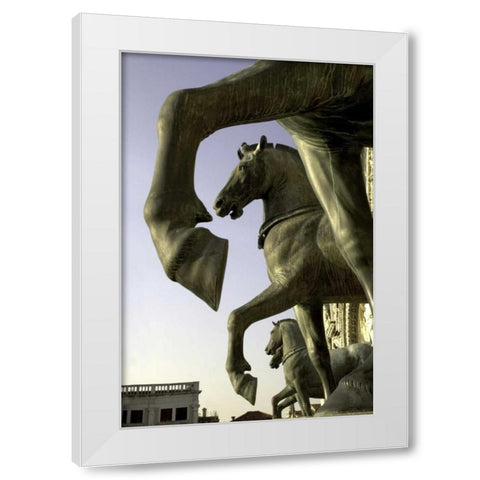 Italy, Venice The Horses of San Marco White Modern Wood Framed Art Print by Kaveney, Wendy