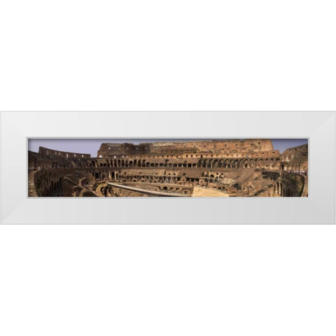 Italy, Rome A panoramic image of the Colosseum White Modern Wood Framed Art Print by Kaveney, Wendy