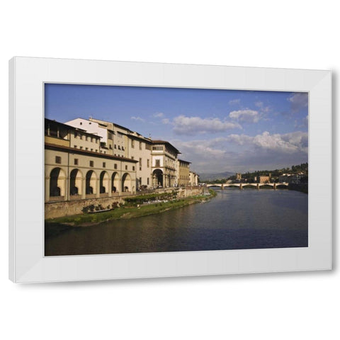 Italy, Tuscany, Florence Bridge over Arno River White Modern Wood Framed Art Print by Flaherty, Dennis