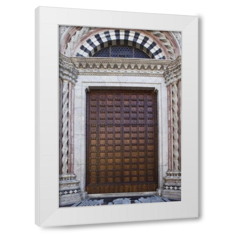 Italy, Tuscany, Siena Front door to the Duomo White Modern Wood Framed Art Print by Flaherty, Dennis