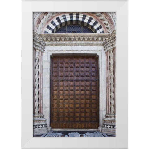 Italy, Tuscany, Siena Front door to the Duomo White Modern Wood Framed Art Print by Flaherty, Dennis