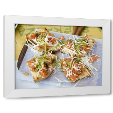 Italy, Tuscany, Sienna Bruschetta appetizers White Modern Wood Framed Art Print by Kaveney, Wendy