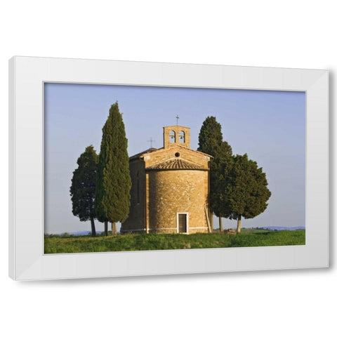 Italy, Tuscany Chapel of Vitaleta White Modern Wood Framed Art Print by Flaherty, Dennis