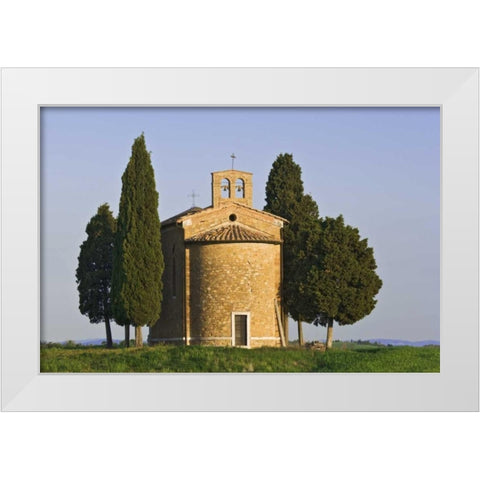 Italy, Tuscany Chapel of Vitaleta White Modern Wood Framed Art Print by Flaherty, Dennis