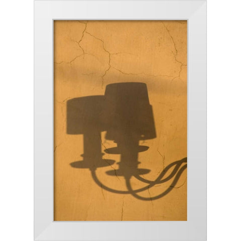 Italy, Venice Shadows of a lamp on a yellow wall White Modern Wood Framed Art Print by Kaveney, Wendy