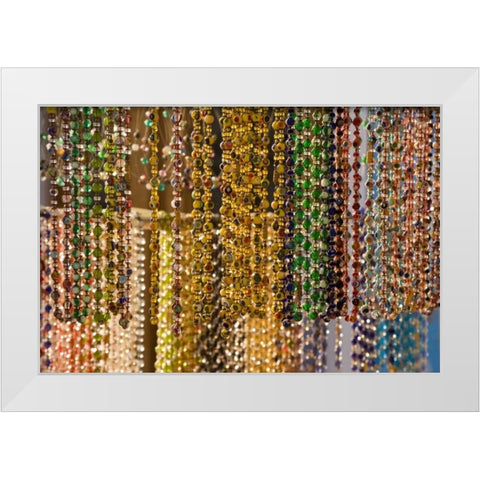 Italy, Venice, Burano Murano glass beads White Modern Wood Framed Art Print by Kaveney, Wendy