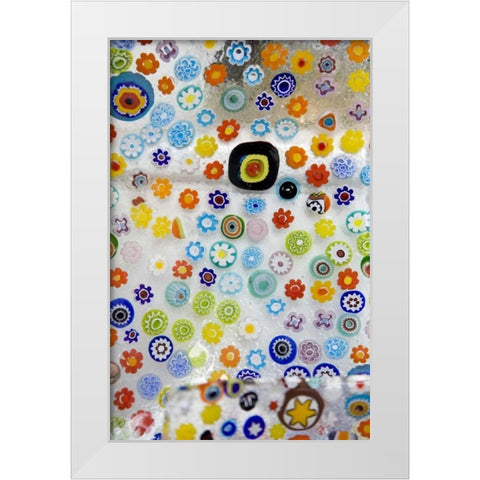 Italy, Venice Colorful Millefiori glass details White Modern Wood Framed Art Print by Kaveney, Wendy