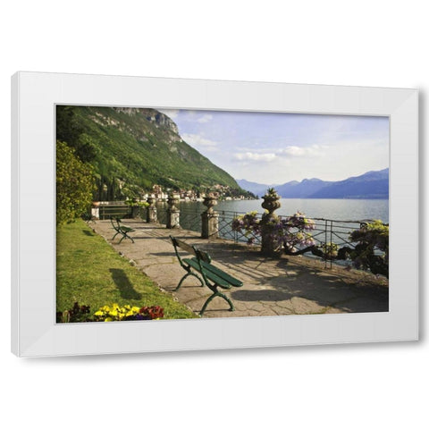 Italy, Varenna View of Lake Como with Varenna White Modern Wood Framed Art Print by Flaherty, Dennis