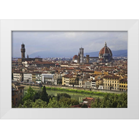 Italy, Florence City as seen from the overlook White Modern Wood Framed Art Print by Flaherty, Dennis