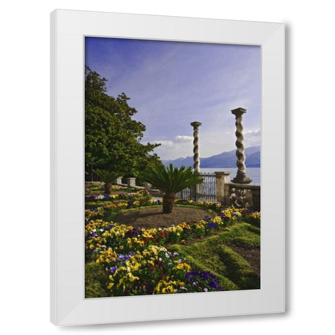 Italy, Varenna Villa on the shores of Lake Como White Modern Wood Framed Art Print by Flaherty, Dennis