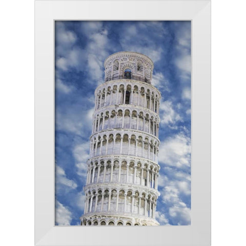 Italy, Pisa Top part of the Leaning Tower White Modern Wood Framed Art Print by Flaherty, Dennis