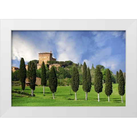 Italy, Tuscany A villa near the town of Pienza White Modern Wood Framed Art Print by Flaherty, Dennis