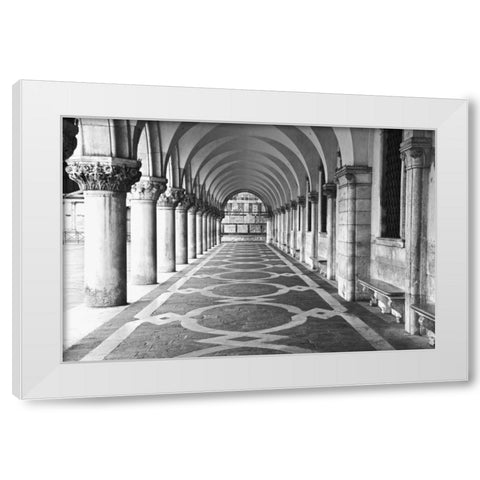 Italy, Venice Columns at Doges Palace White Modern Wood Framed Art Print by Flaherty, Dennis
