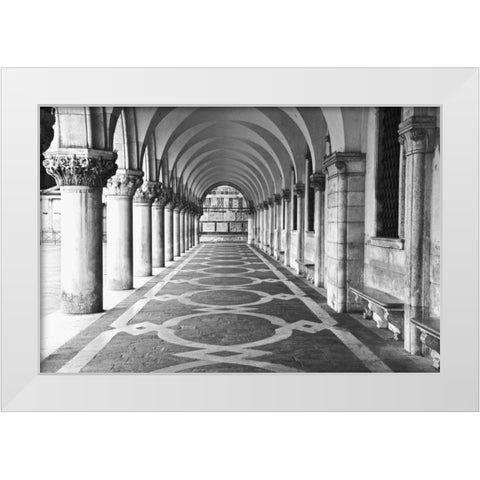 Italy, Venice Columns at Doges Palace White Modern Wood Framed Art Print by Flaherty, Dennis