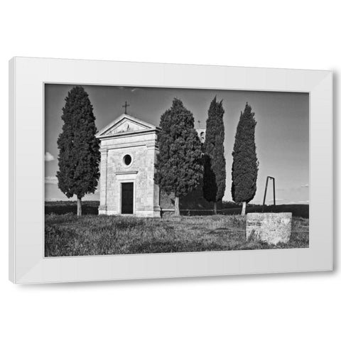 Italy, Tuscany, Val dOrcia Vitaleta Chapel  White Modern Wood Framed Art Print by Flaherty, Dennis