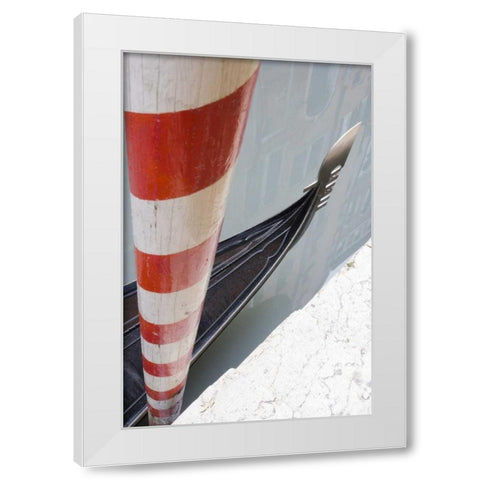 Italy, Venice Gondola and post White Modern Wood Framed Art Print by Delisle, Gilles
