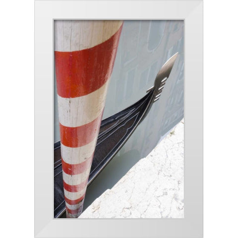 Italy, Venice Gondola and post White Modern Wood Framed Art Print by Delisle, Gilles