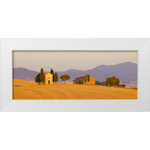 Italy, Tuscany Little chapel at sunset White Modern Wood Framed Art Print by Delisle, Gilles