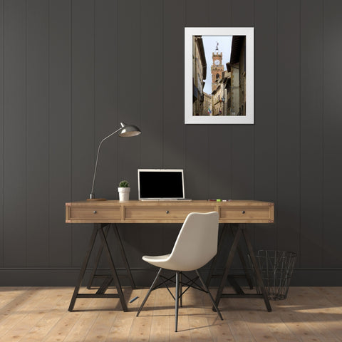 Italy, Tuscany, Pienza City street view White Modern Wood Framed Art Print by Delisle, Gilles