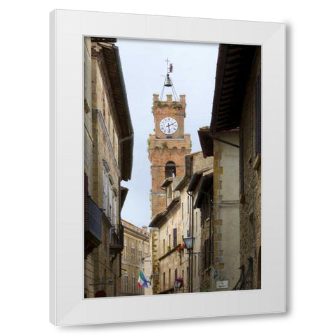 Italy, Tuscany, Pienza City street view White Modern Wood Framed Art Print by Delisle, Gilles
