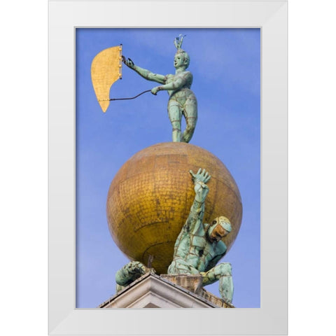 Italy, Venice Fortune statue on top a roof White Modern Wood Framed Art Print by Delisle, Gilles
