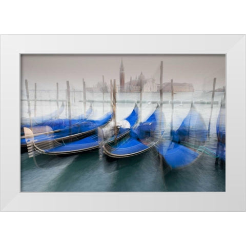 Italy, Venice Gondolas at St Marks Square White Modern Wood Framed Art Print by Delisle, Gilles