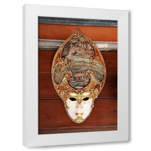 Italy-Venice Carnival mask on display White Modern Wood Framed Art Print by Jaynes Gallery
