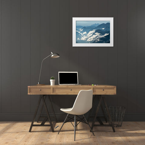 Europe-Italy-Friuli Venezia Giulia-Foggy Monte Lussari mountain at sunset White Modern Wood Framed Art Print by Jaynes Gallery