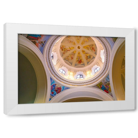 Europe-Italy-Procida-Interior dome of Santuario S-Maria delle Grazie Incornata church White Modern Wood Framed Art Print by Jaynes Gallery
