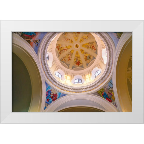 Europe-Italy-Procida-Interior dome of Santuario S-Maria delle Grazie Incornata church White Modern Wood Framed Art Print by Jaynes Gallery