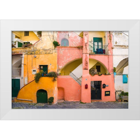 Europe-Italy-Procida-House exteriors White Modern Wood Framed Art Print by Jaynes Gallery