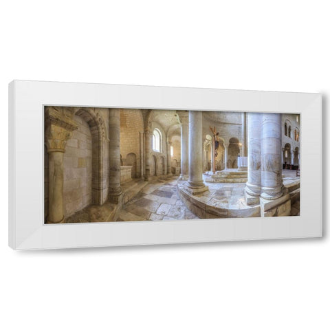 Europe-Italy-Tuscany-Interior of San Antimo Abbey White Modern Wood Framed Art Print by Jaynes Gallery