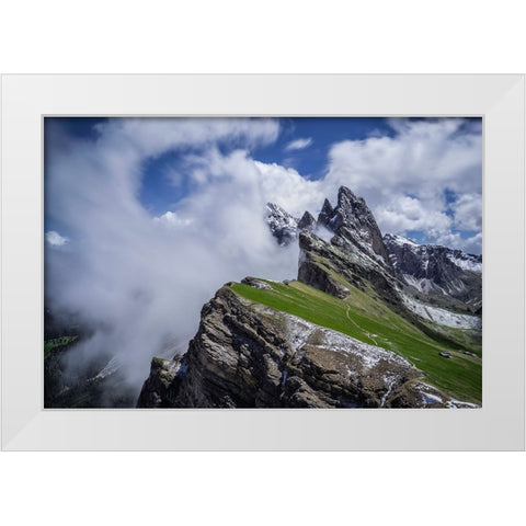 Europe-Italy-South Tyrol-Landscape with Dolomite Mountains White Modern Wood Framed Art Print by Jaynes Gallery