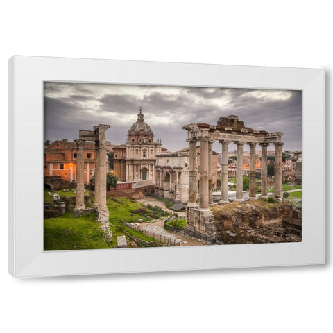 Europe-Italy-Rome-Ruins of Roman Temple of Saturn White Modern Wood Framed Art Print by Jaynes Gallery