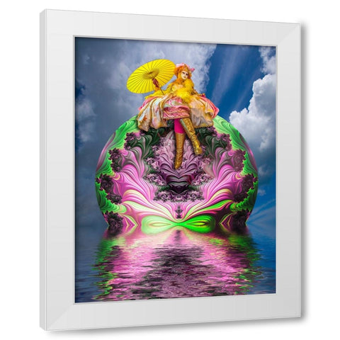Fantasy abstract of Venice Carnival woman. White Modern Wood Framed Art Print by Jaynes Gallery