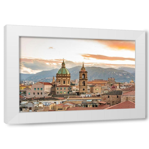 Palermo Province-Palermo The dome and bell tower of the baroque Chiesa del Gesu White Modern Wood Framed Art Print by Wilson, Emily