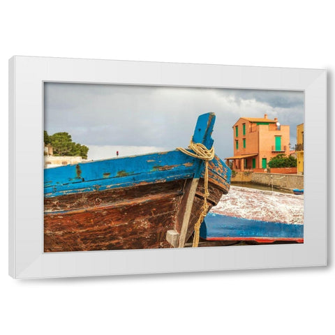Palermo Province-Santa Flavia Small fishing boats in the fishing village of Santa Flavia White Modern Wood Framed Art Print by Wilson, Emily