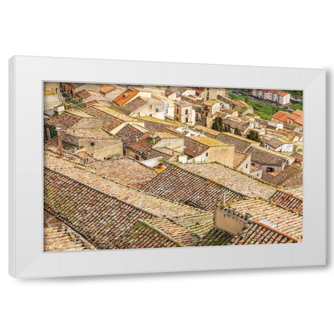 Palermo Province-Gangi View over the rooftops in the town of Gangi in the mountains of Sicily White Modern Wood Framed Art Print by Wilson, Emily