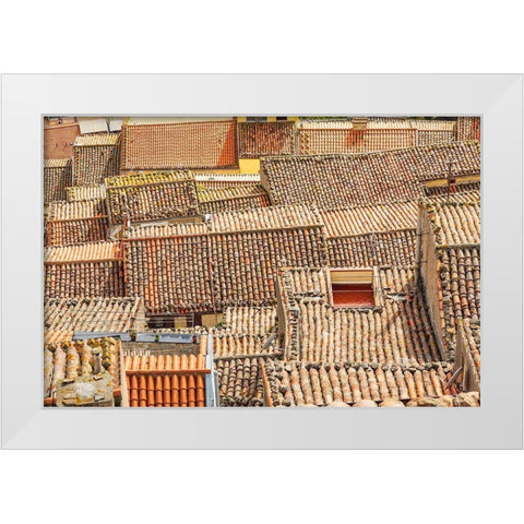 Palermo Province-Gangi View over the rooftops in the town of Gangi in the mountains of Sicily White Modern Wood Framed Art Print by Wilson, Emily