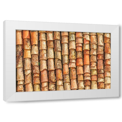 Palermo Province-Gangi Terracotta roof tiles in the town of Gangi in the mountains of Sicily White Modern Wood Framed Art Print by Wilson, Emily