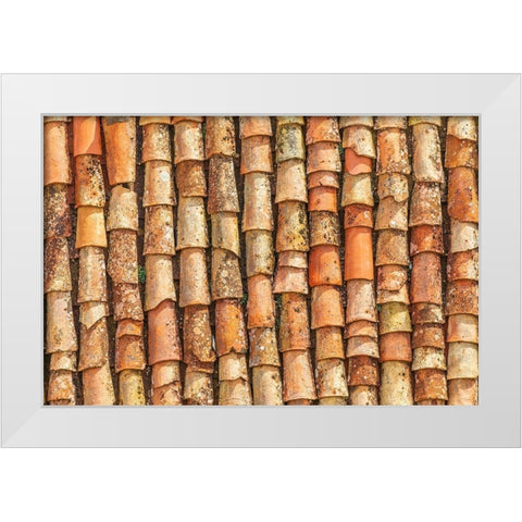 Palermo Province-Gangi Terracotta roof tiles in the town of Gangi in the mountains of Sicily White Modern Wood Framed Art Print by Wilson, Emily