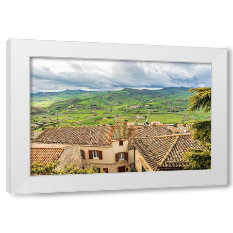 Palermo Province-Gangi Territorial town view of the countryside around Gangi in the mountains White Modern Wood Framed Art Print by Wilson, Emily