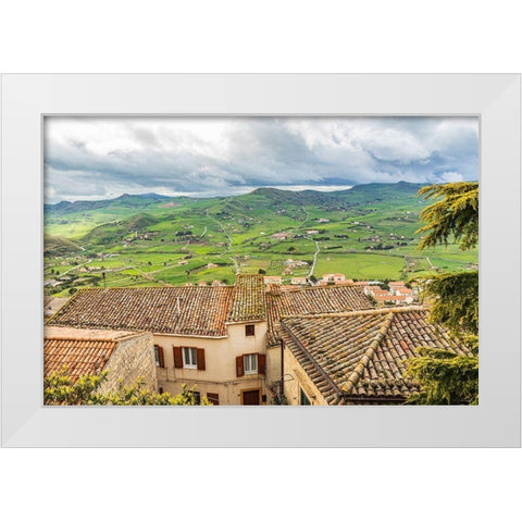 Palermo Province-Gangi Territorial town view of the countryside around Gangi in the mountains White Modern Wood Framed Art Print by Wilson, Emily