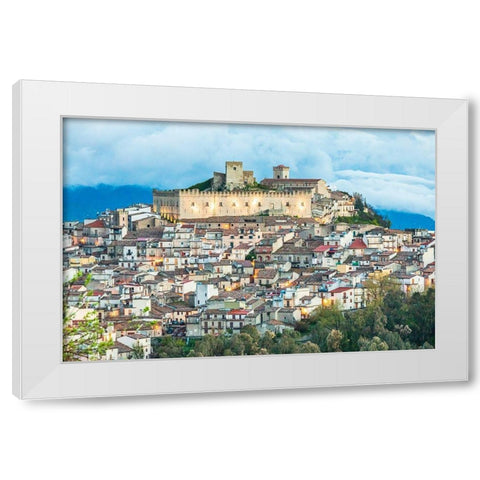 Messina Province-Montalbano Elicona The castle above the medieval hill town of Montalbano Elicona White Modern Wood Framed Art Print by Wilson, Emily