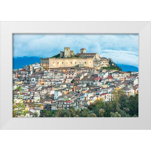 Messina Province-Montalbano Elicona The castle above the medieval hill town of Montalbano Elicona White Modern Wood Framed Art Print by Wilson, Emily