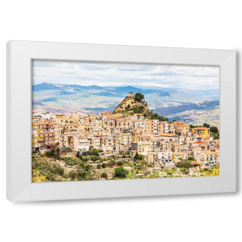 Enna Province-Centuripe The ancient town of Centuripe in eastern Sicily  White Modern Wood Framed Art Print by Wilson, Emily