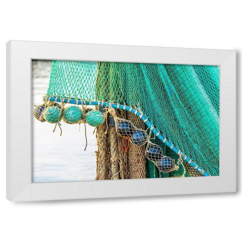Agrigento Province-Sciacca A fishing net in the harbor of Sciacca-on the Mediterranean Sea White Modern Wood Framed Art Print by Wilson, Emily