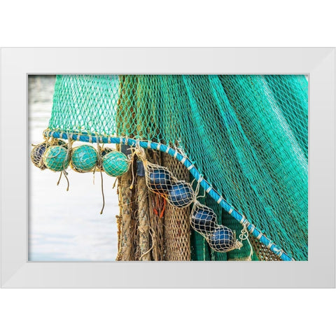 Agrigento Province-Sciacca A fishing net in the harbor of Sciacca-on the Mediterranean Sea White Modern Wood Framed Art Print by Wilson, Emily