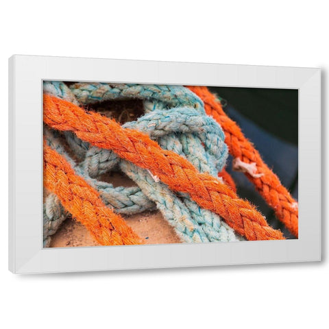 Agrigento Province-Sciacca Ropes on a fishing boat in the harbor of Sciacca White Modern Wood Framed Art Print by Wilson, Emily